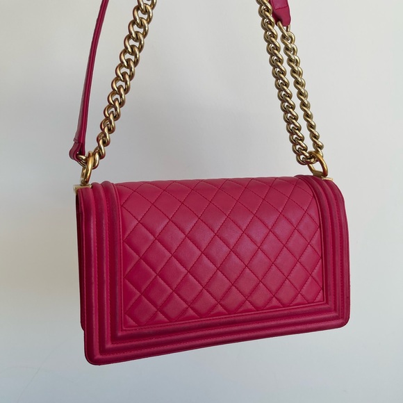 CHANEL Lambskin Quilted Medium Boy Flap Fuchsia - Picture 9 of 16